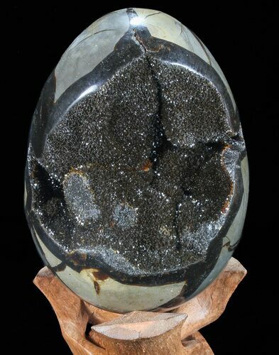 Septarian Dragon Egg Geode - Black Crystals #72061